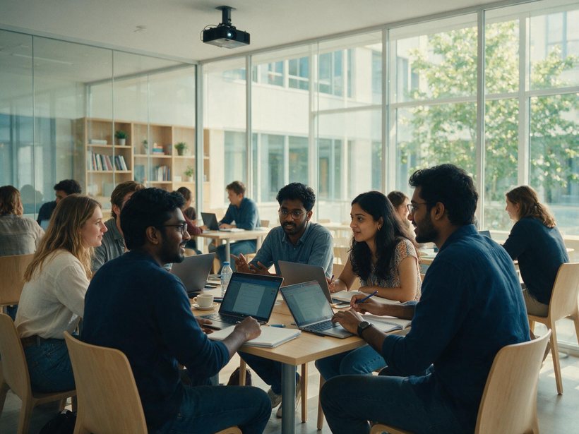 International students in a French business school seminar